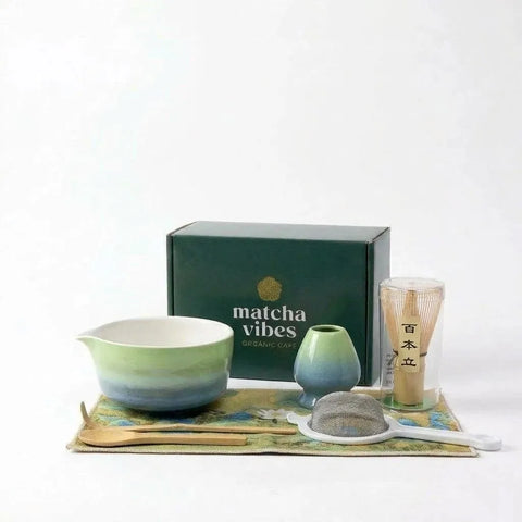 Japanese Matcha Tea Set Blue, 7 Pcs